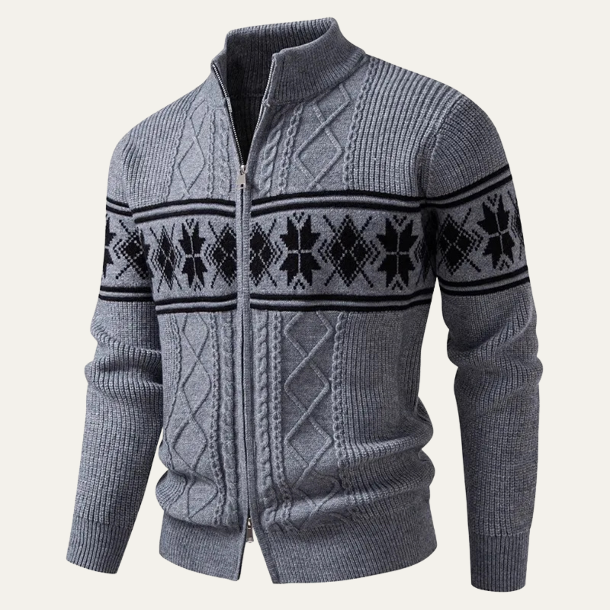 The Cisternino – Cardigan Zippé Motif Nordique Homme