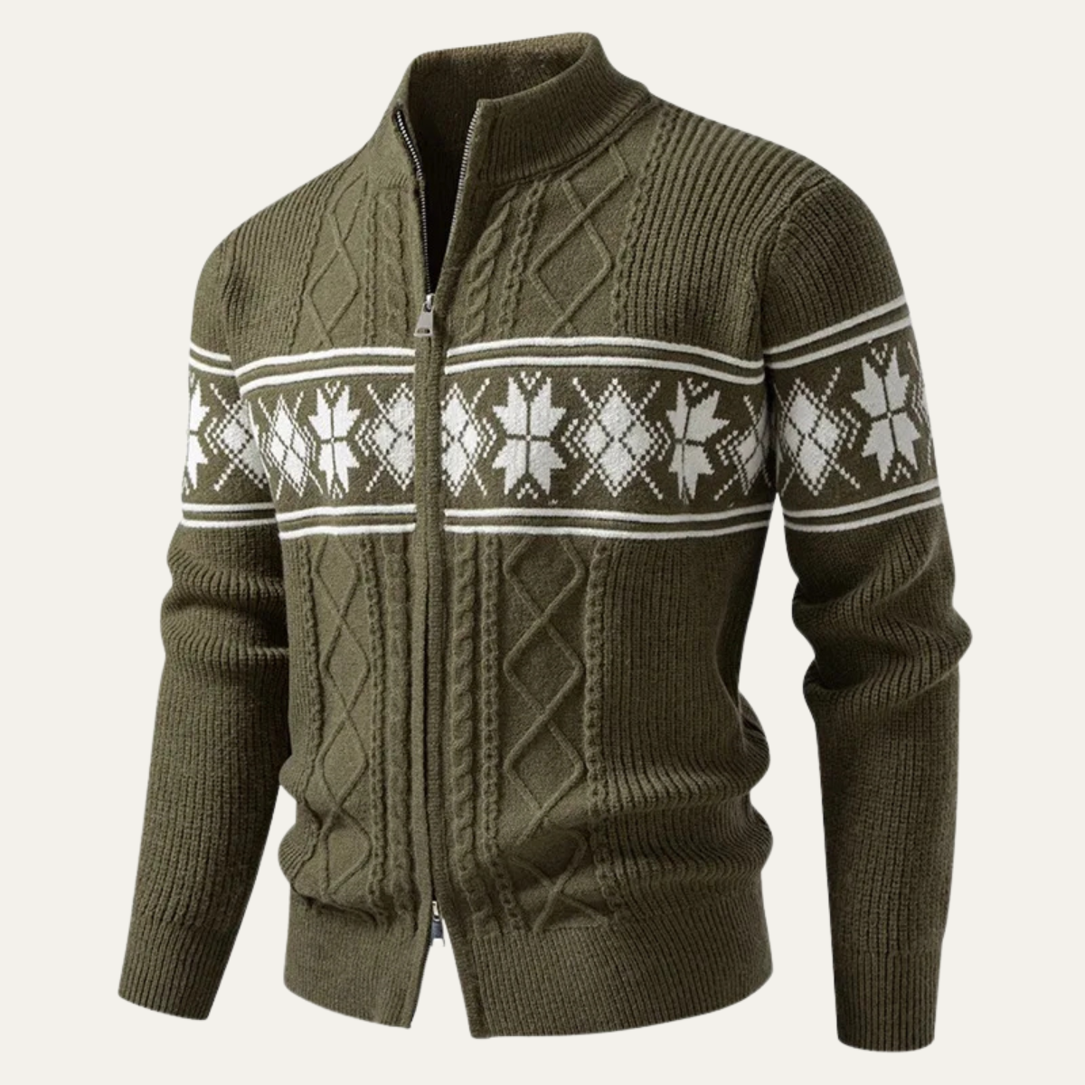 The Cisternino – Cardigan Zippé Motif Nordique Homme