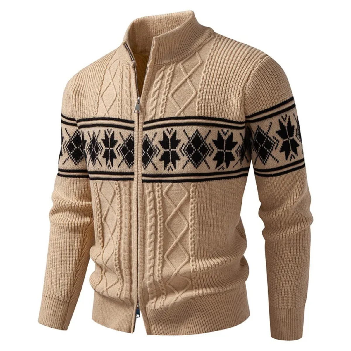 The Cisternino – Cardigan Zippé Motif Nordique Homme