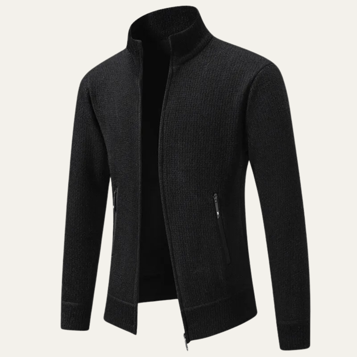 The Montefalco – Cardigan Zippé en Maille Texture Homme