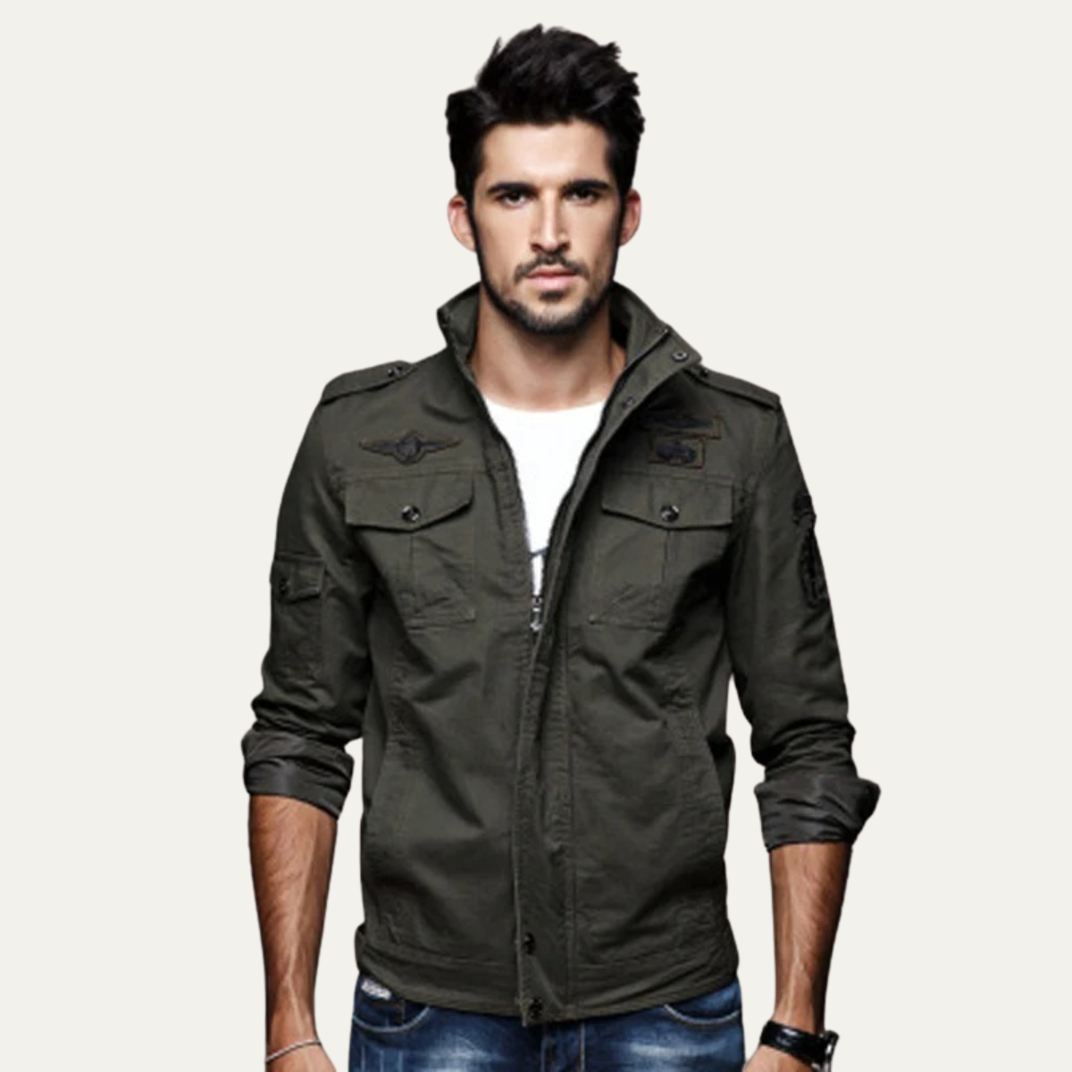 The Aberdeen Veste cargo tendance en coton avec poches pour homme