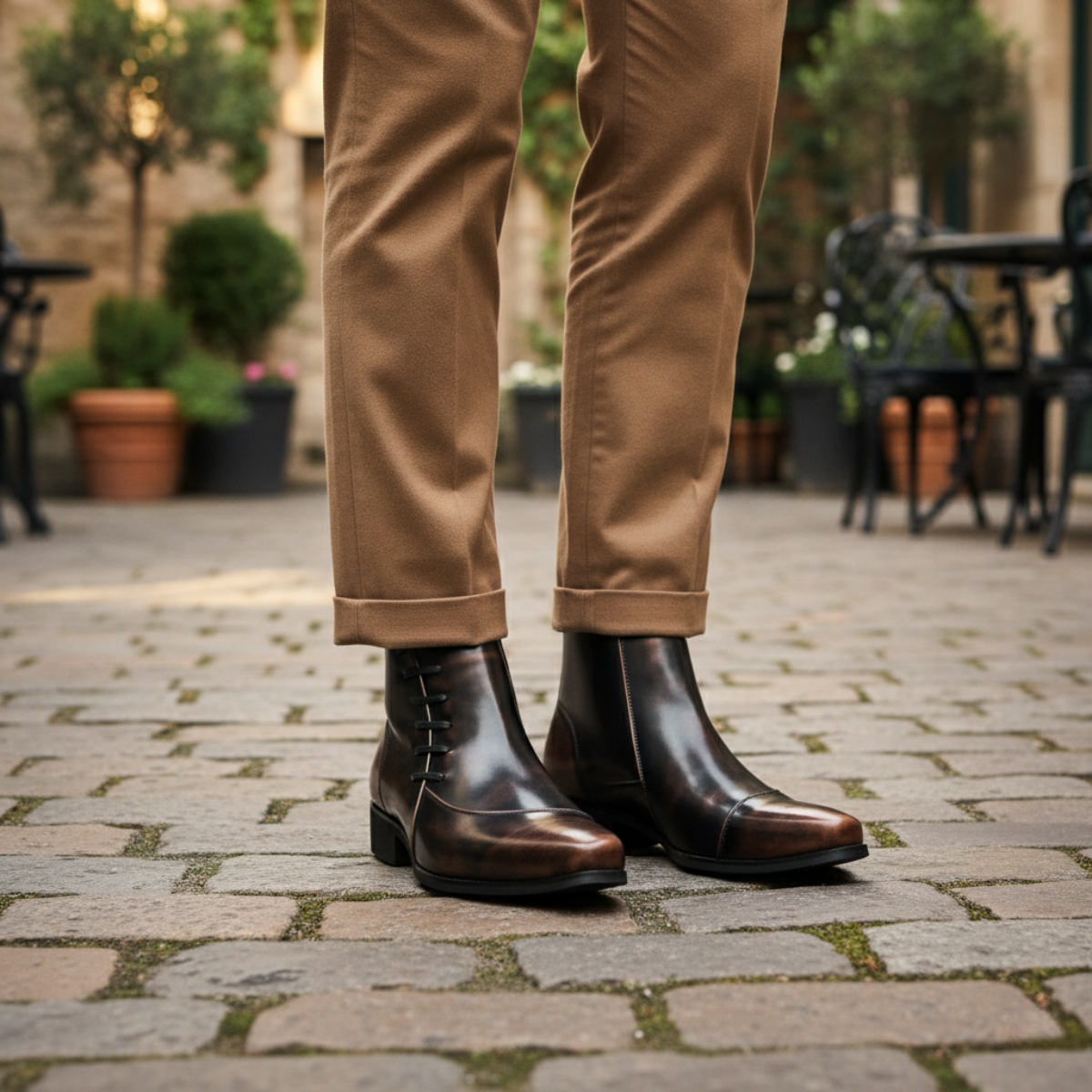 The Paisley Bottines Chelsea modernes en cuir poli pour hommes, à lacets