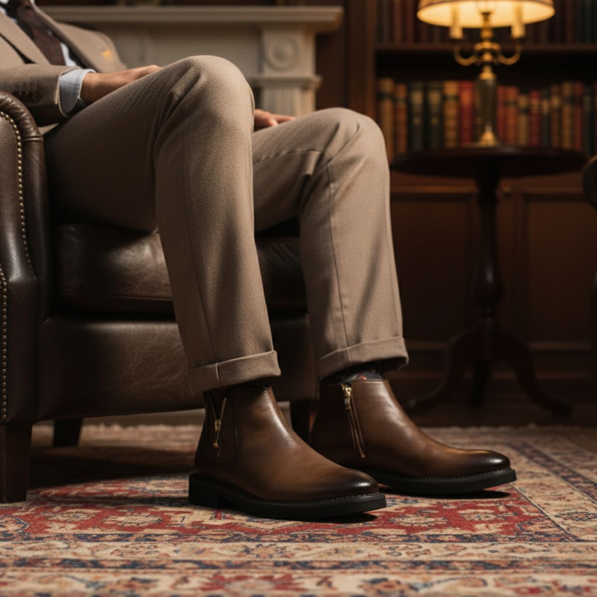 The Dulwich Bottines Classiques en Cuir pour Homme avec Fermeture Éclair Latérale