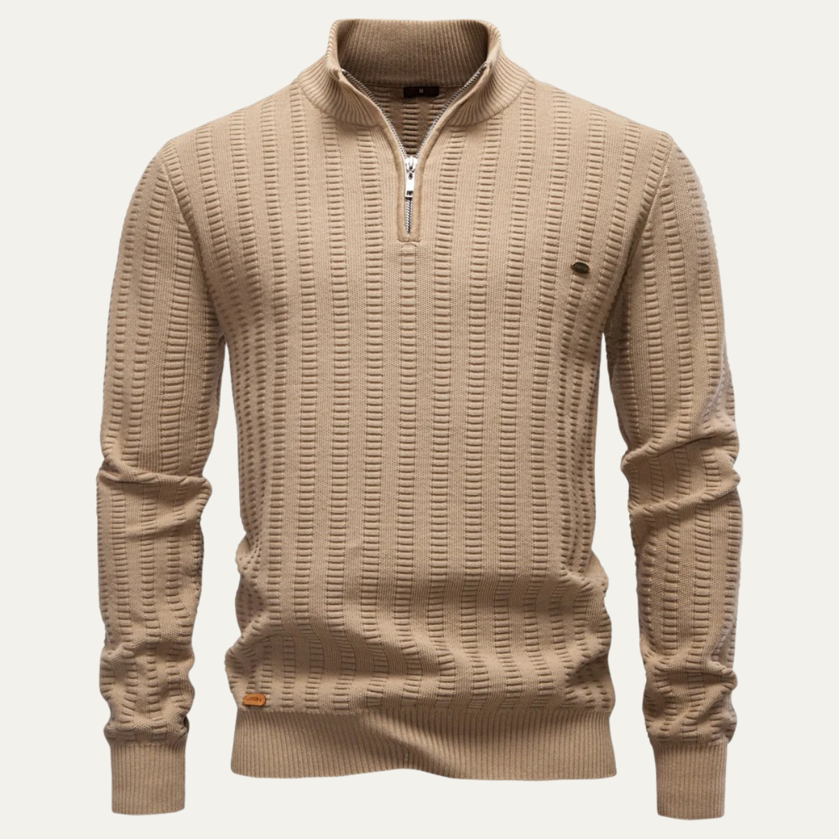 The Cotswold – Pull homme à col zippé en maille chaude