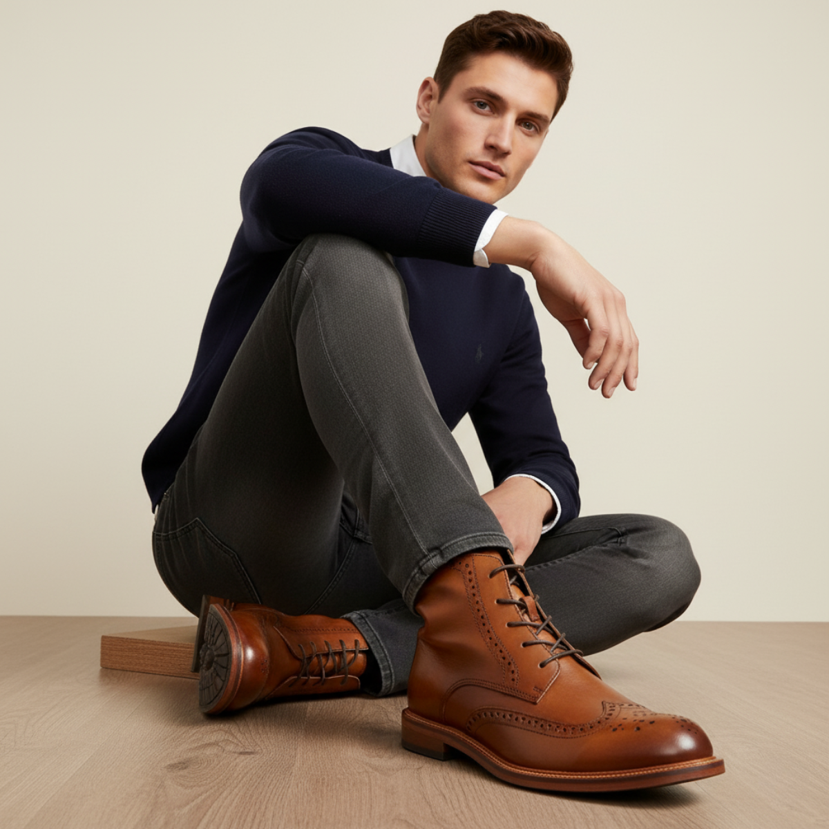 The St Davids Bottes Décontractées Rétro à Lacets en Cuir pour Homme