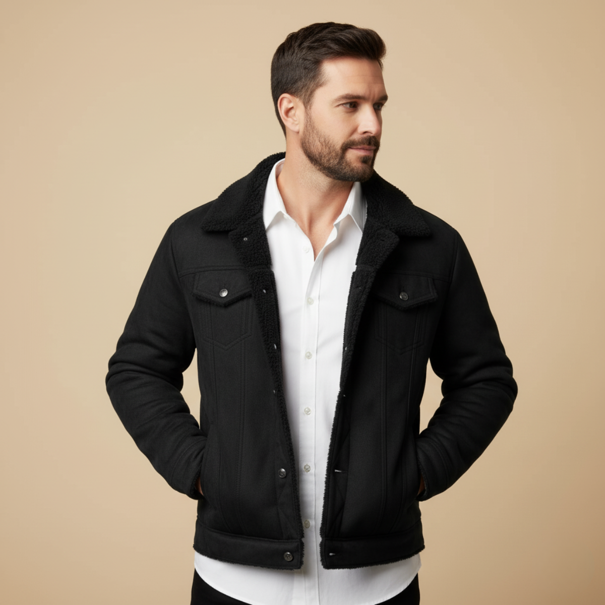 The Quebec Veste en cuir suédé doublée polaire pour homme