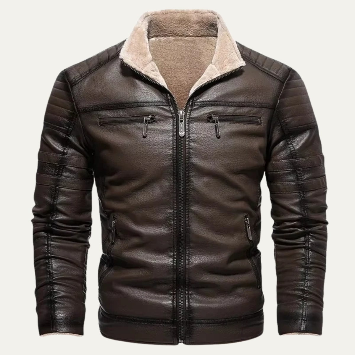 The Grayshire Veste en cuir vintage avec doublure en peau lainée pour homme