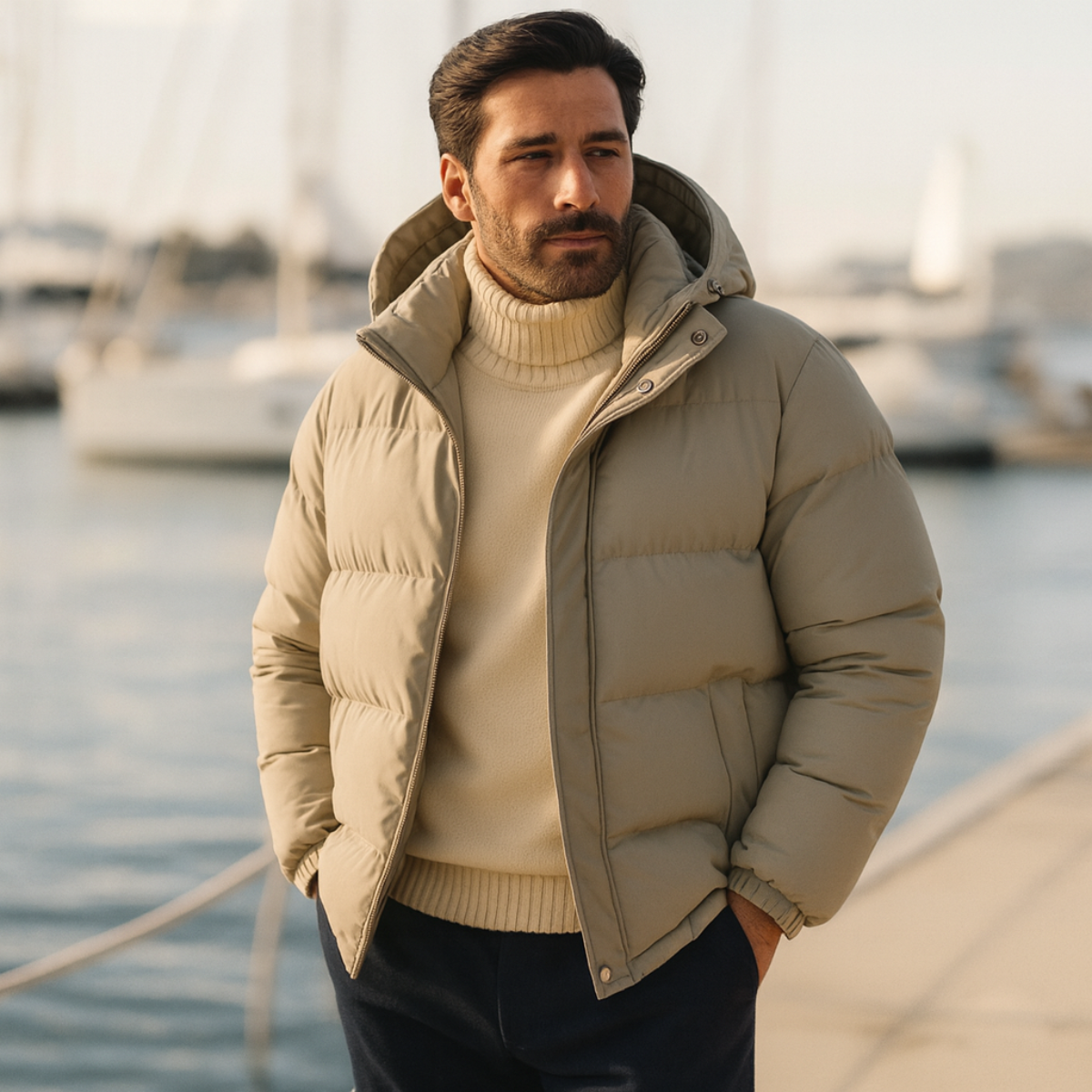 The Berlin Doudoune à capuche pour homme - Parka imperméable en duvet