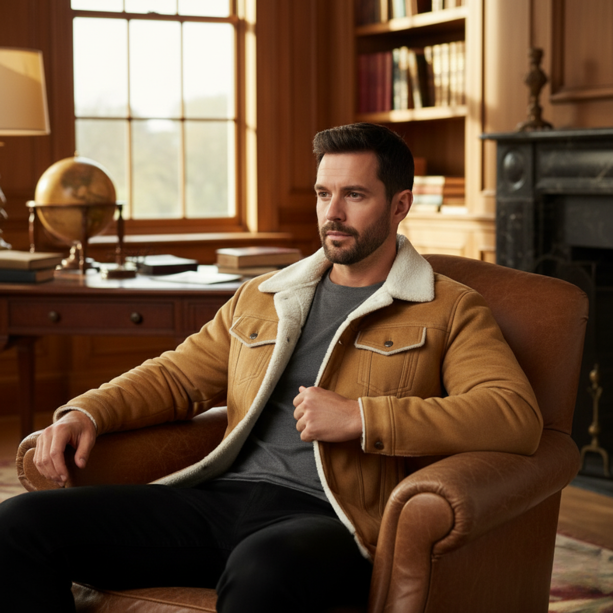 The Quebec Veste en cuir suédé doublée polaire pour homme