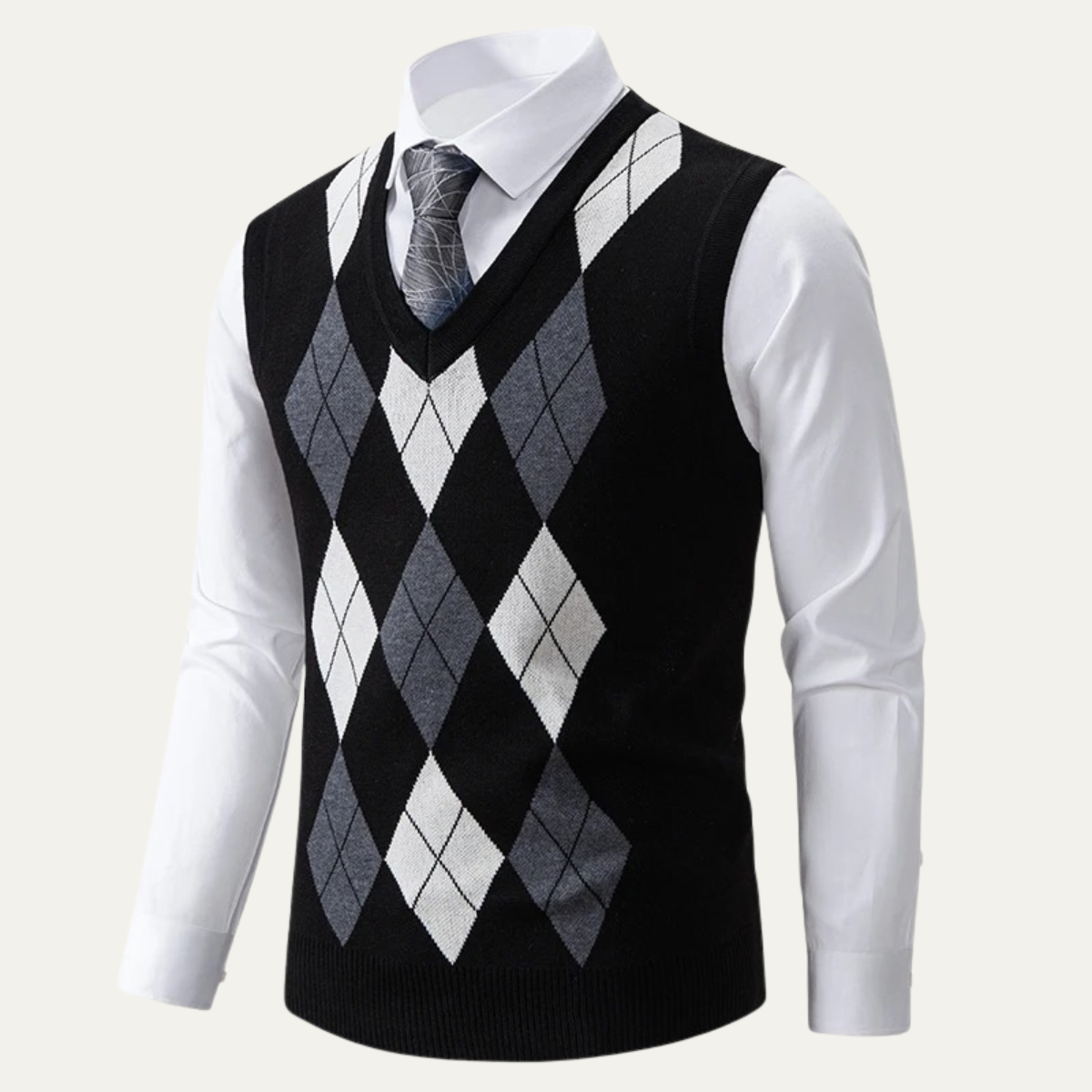 The Nottingham – Gilet Tricot Col V Homme Motif Argyle