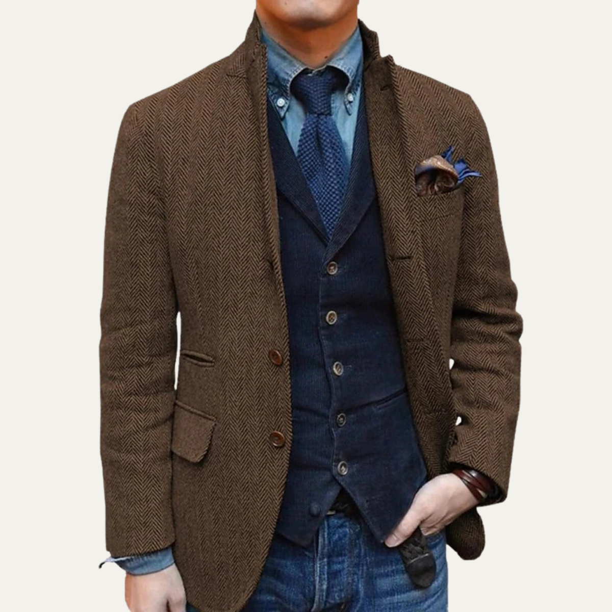 The Thurlestone Veste blazer en tweed simple boutonnage pour homme