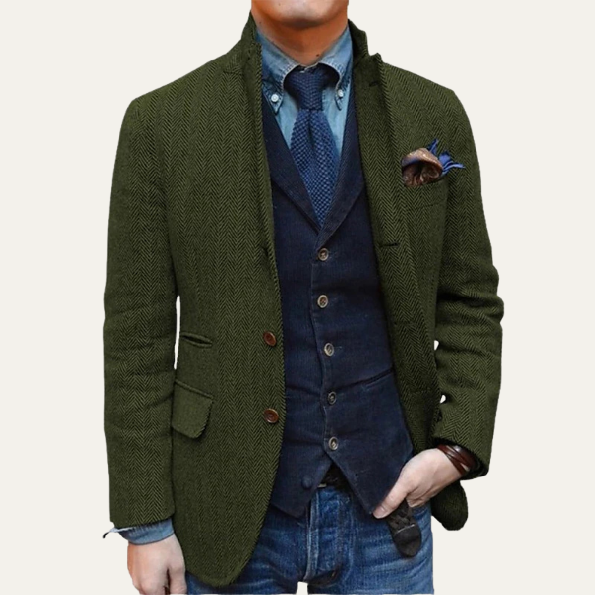 The Thurlestone Veste blazer en tweed simple boutonnage pour homme
