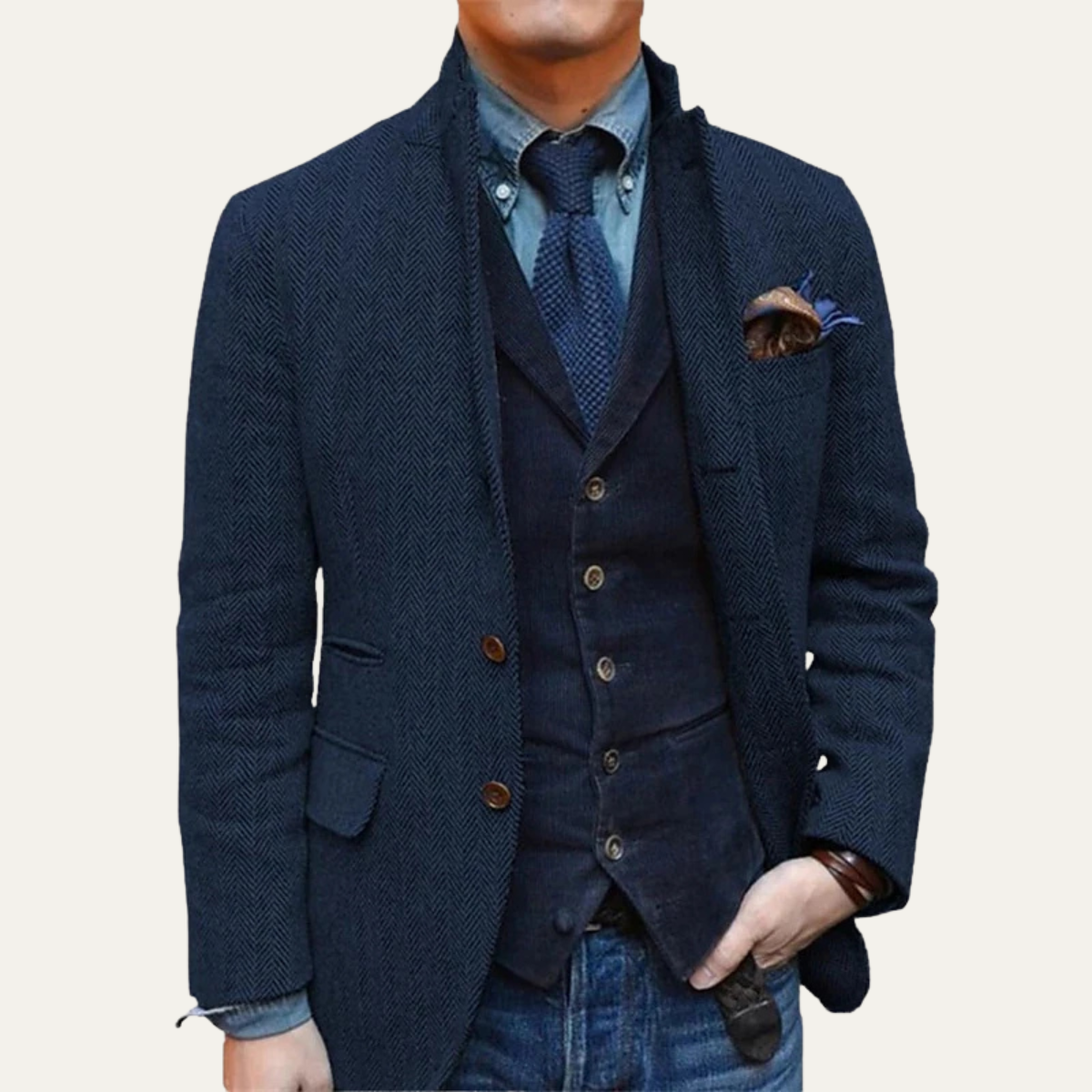 The Thurlestone Veste blazer en tweed simple boutonnage pour homme