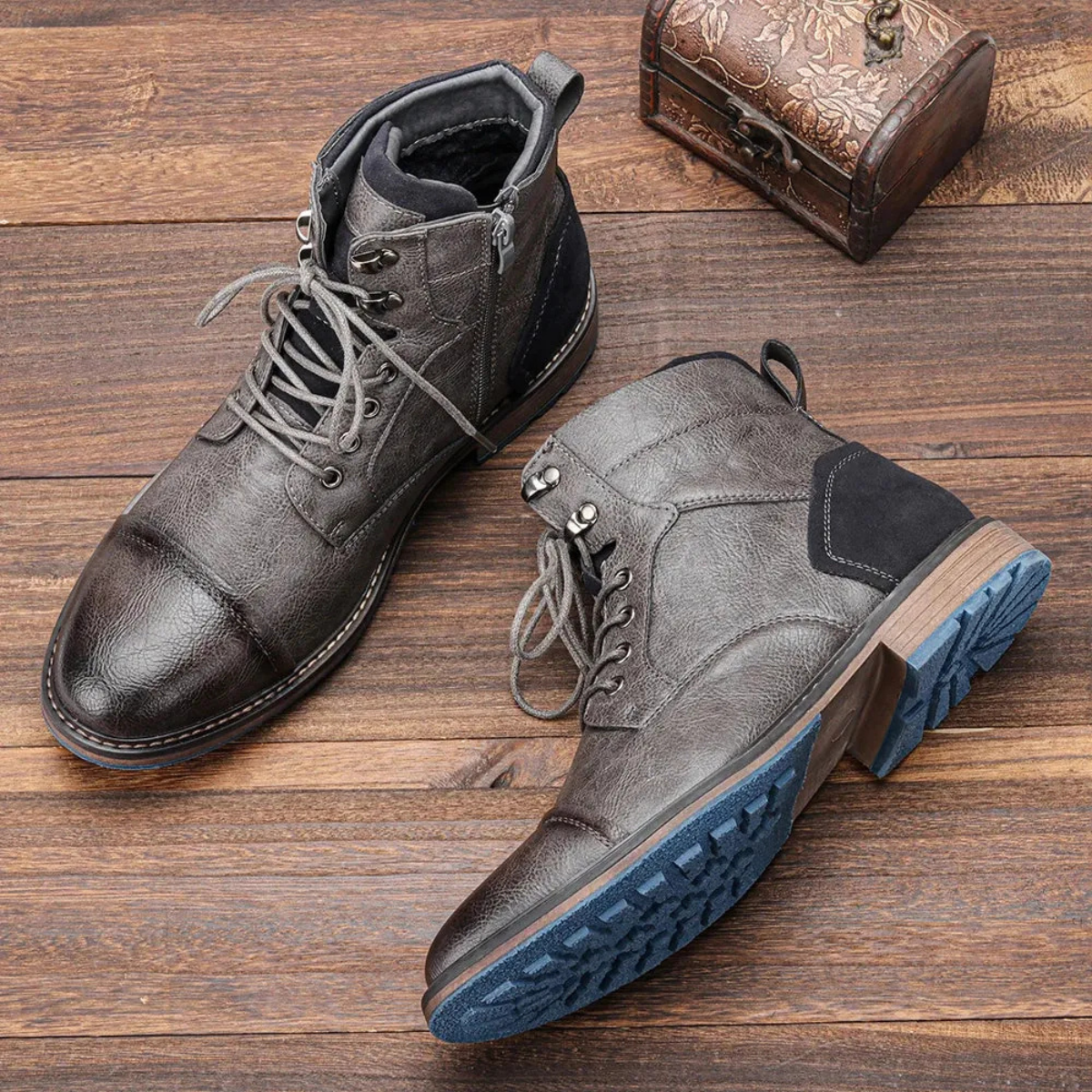 The Manchester Bottines vintage en cuir pour homme