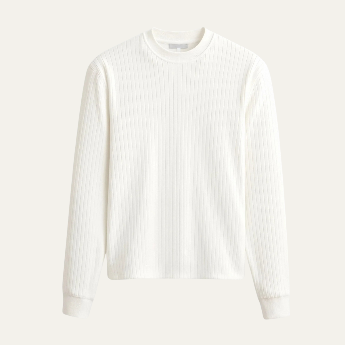 The Cookham – Pull à col rond en maille côtelée pour homme – Blanc
