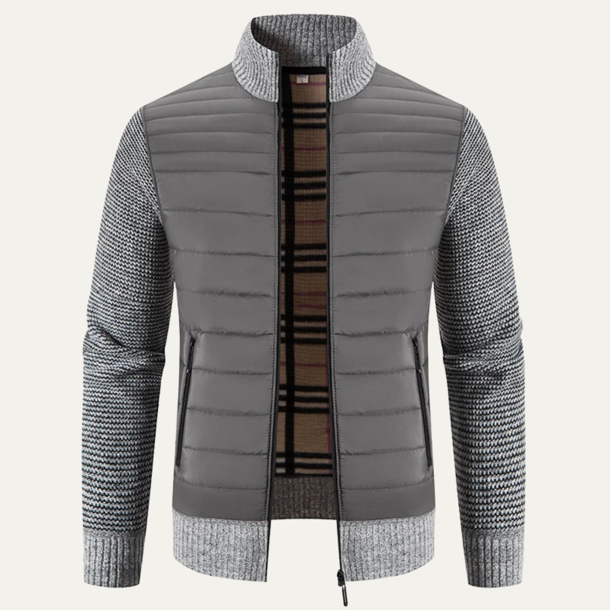 The Cardiff Veste d’Hiver en Tricot pour Homme avec Doublure en Polaire
