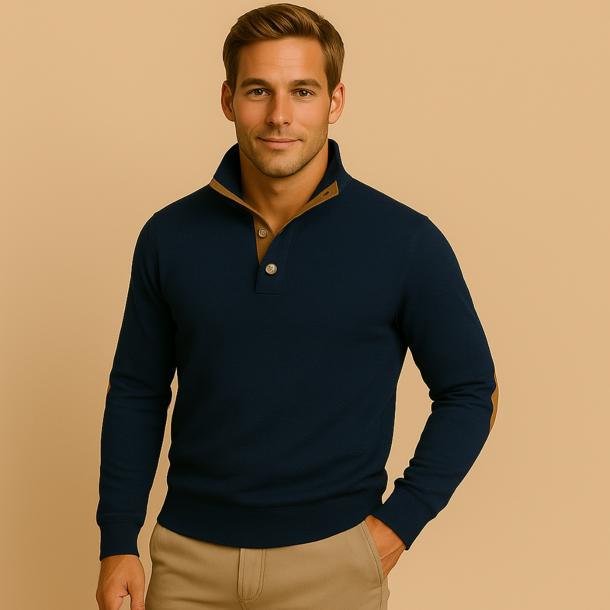 The Oxford – Pull Col Boutonné Homme Laine Mérinos Renforcé