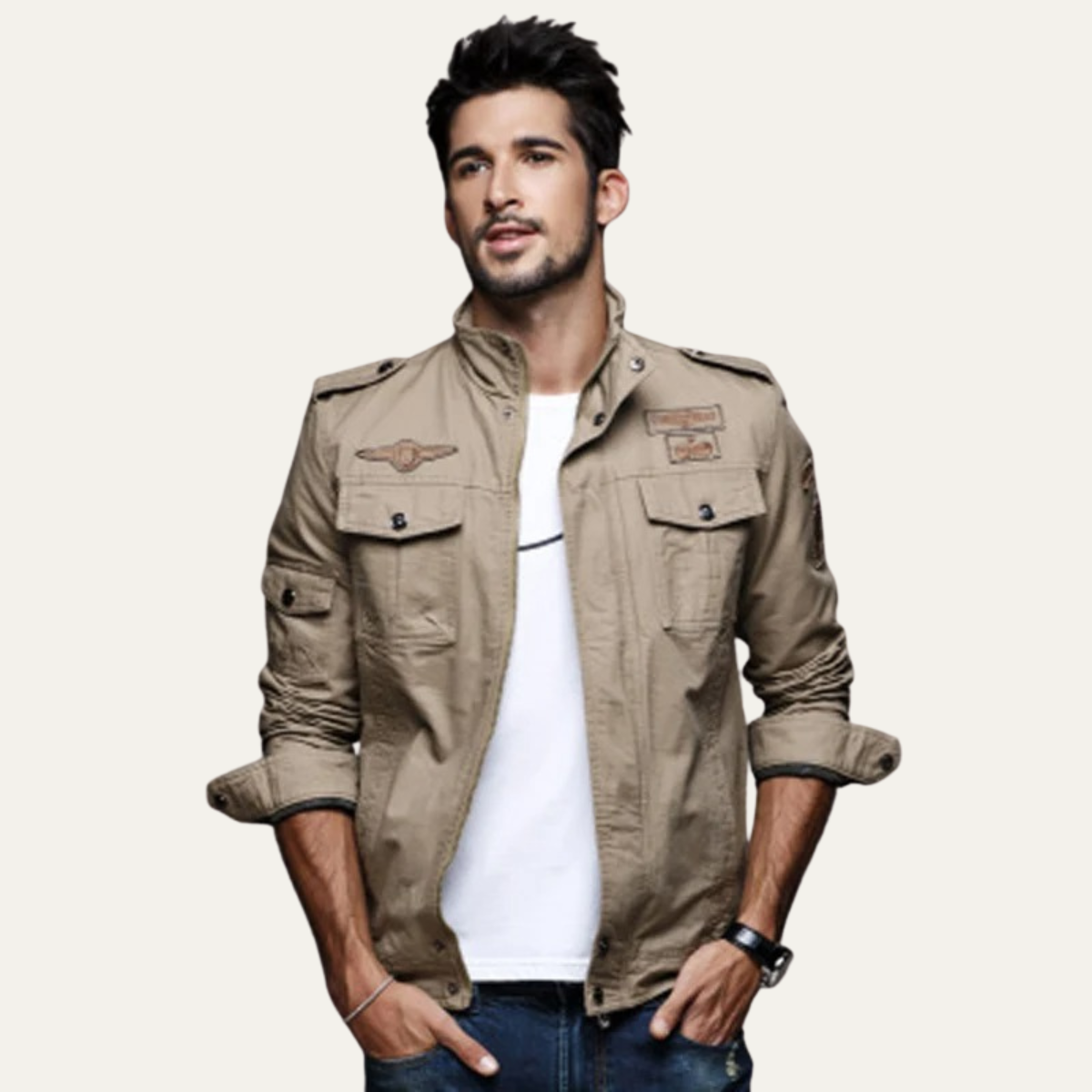 The Aberdeen Veste cargo tendance en coton avec poches pour homme
