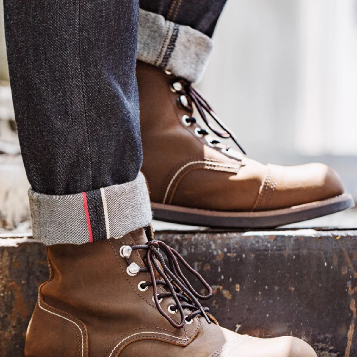The Grayfield Bottes de combat en cuir pour hommes, à lacets