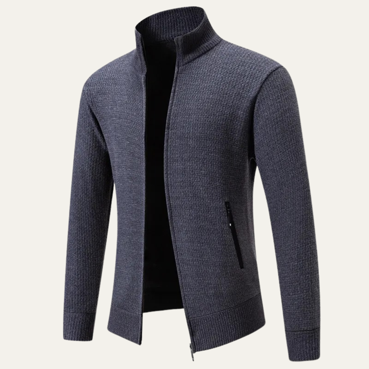 The Montefalco – Cardigan Zippé en Maille Texture Homme