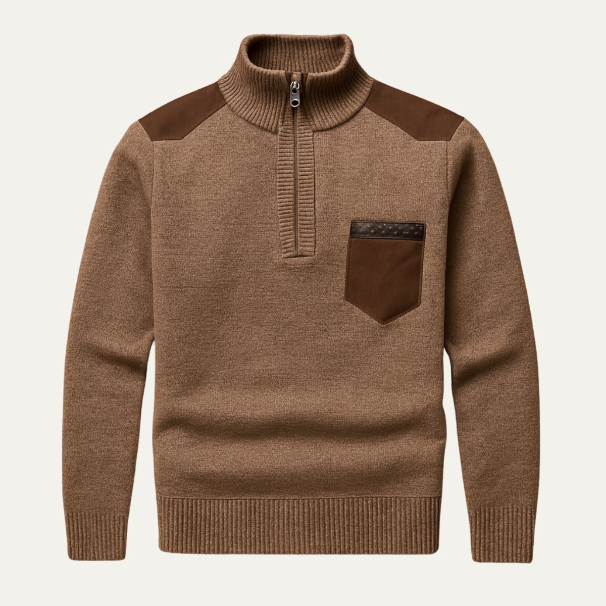 The Garrick - Pull Demi-Zip Patchwork  pour Hommes