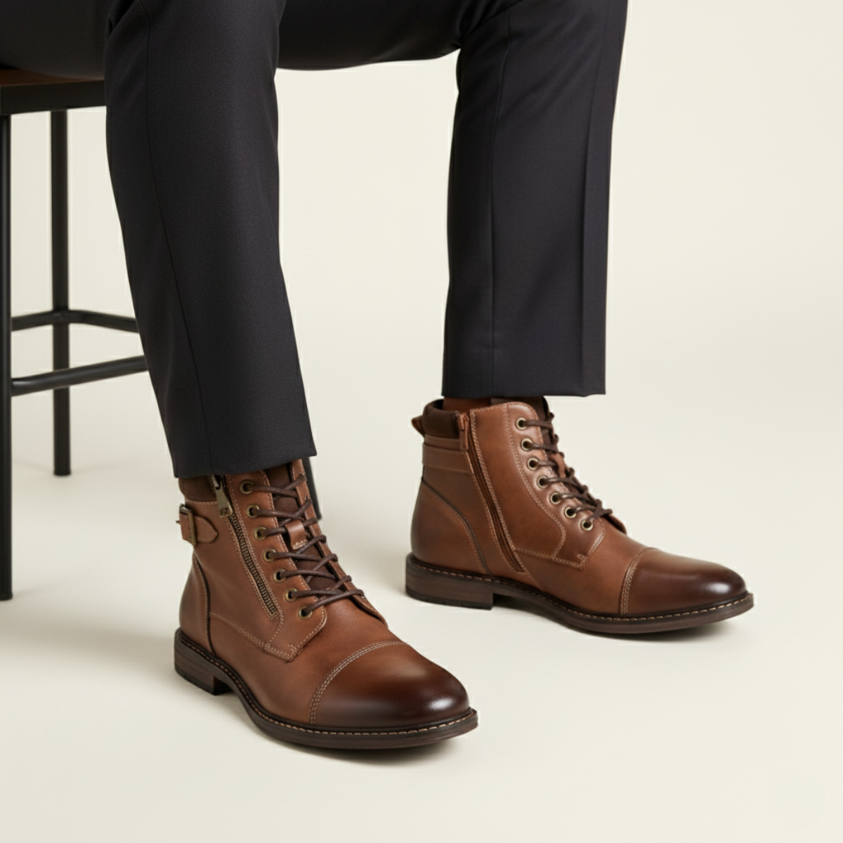 The Brescia Bottines en cuir vintage décontractées pour hommes