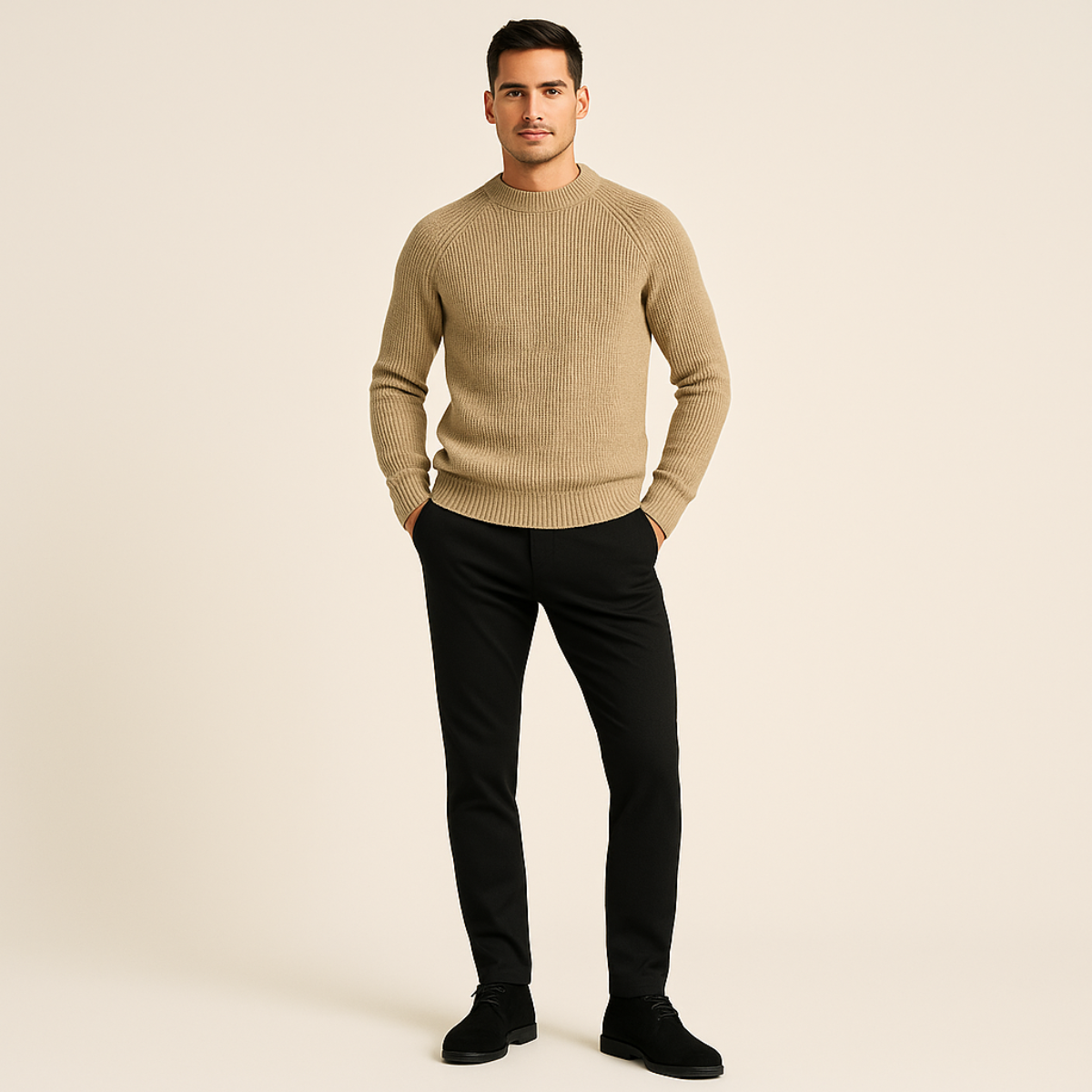 The Ely – Pull Col Rond Homme Cachemire Côtelé