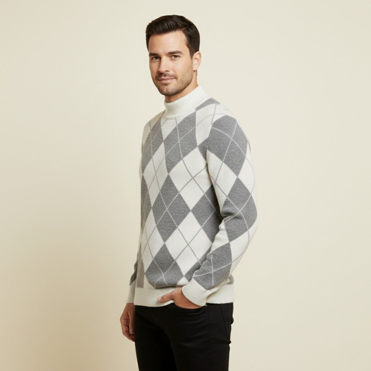 The Ortisei – Pull homme motif argyle en maille élégante