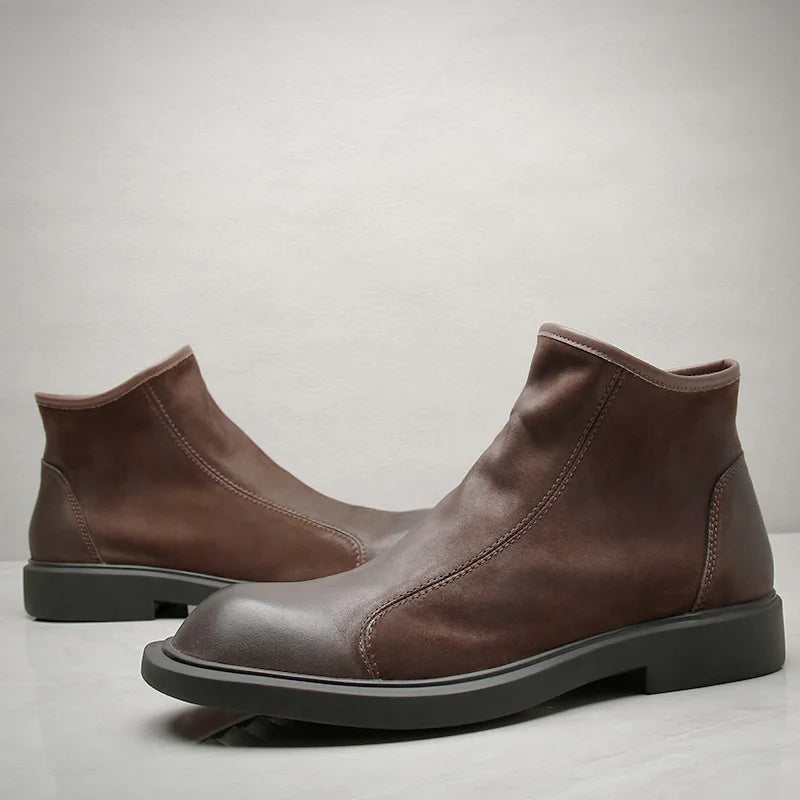 The Bari Chaussures montantes en cuir pour hommes, chaudes et douillettes, à fermeture éclair