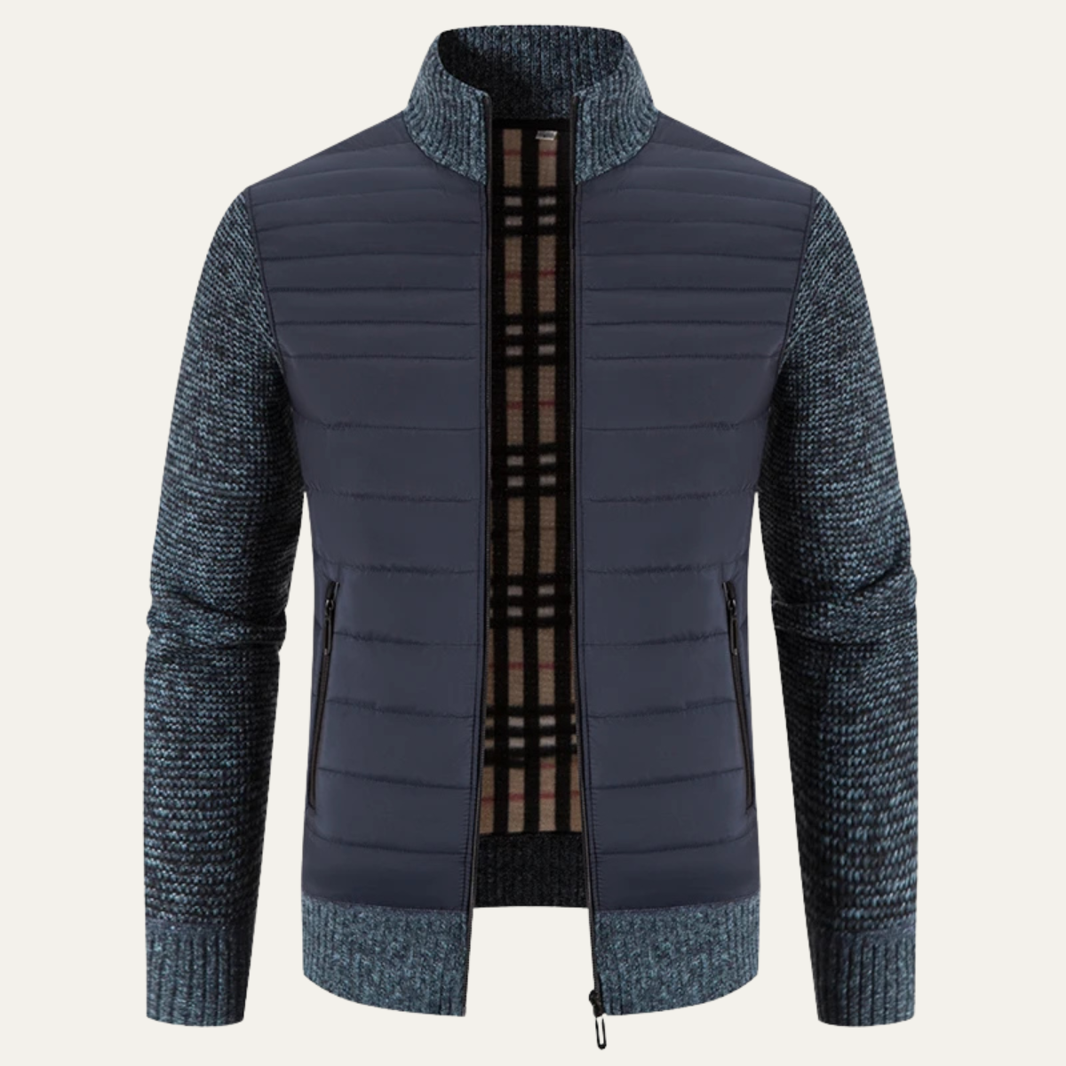 The Cardiff Veste d’Hiver en Tricot pour Homme avec Doublure en Polaire