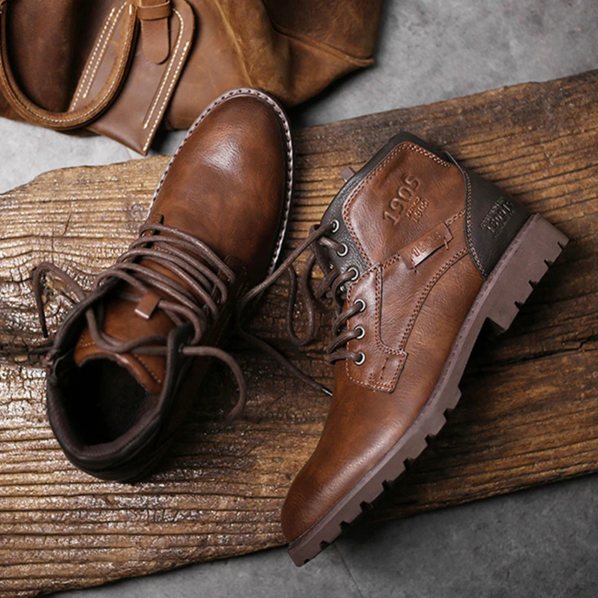 The Parma Bottines en cuir vintage pour hommes, à lacets