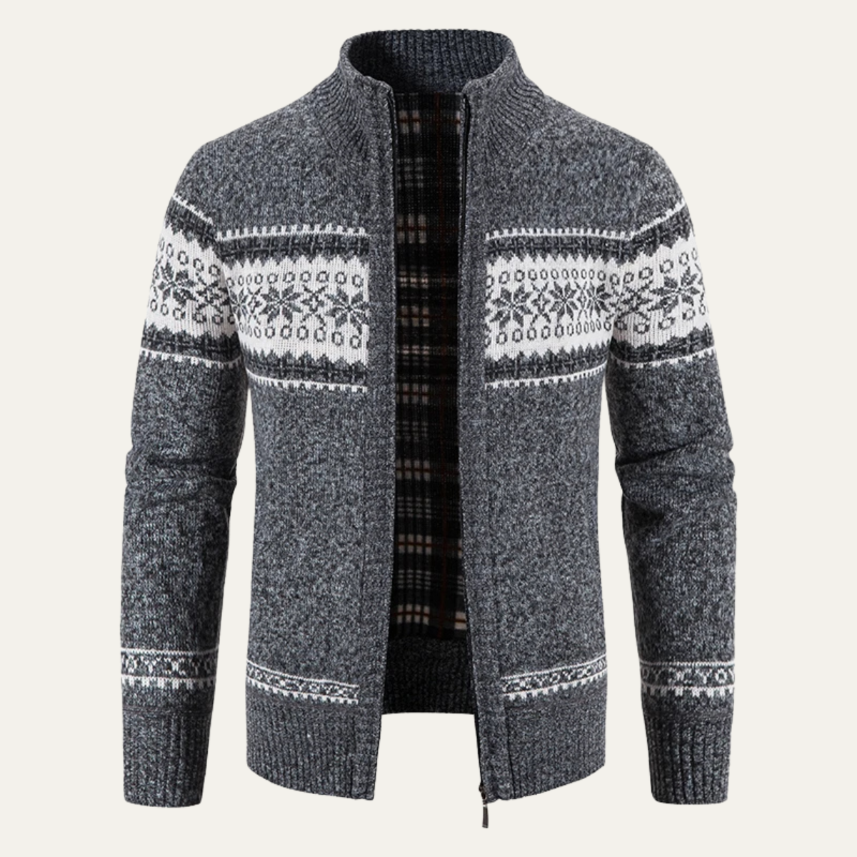 The Castello – Cardigan Zippé Motif Norvégien Homme