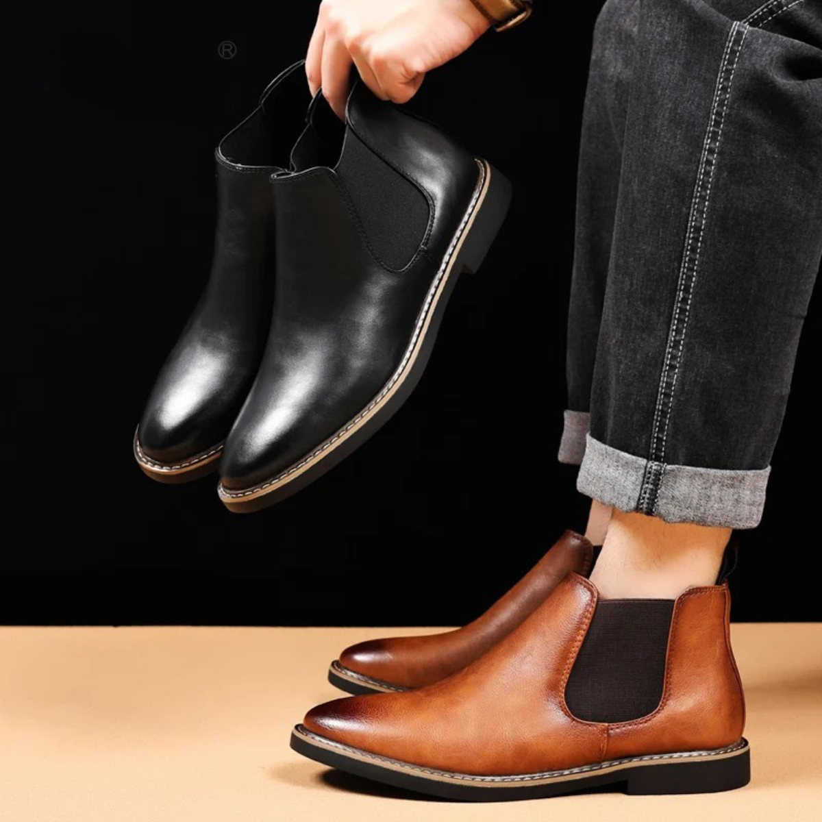 The Bergamo Bottines Chelsea Vintage à Enfiler en Cuir pour Homme