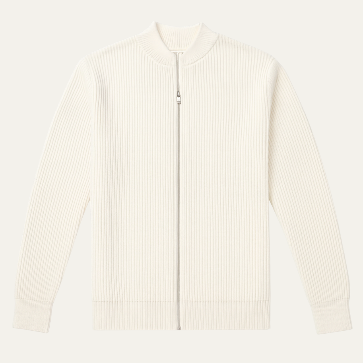 The Maidstone - Cardigan Léger Tricoté Beige à Fermeture Éclair pour Hommes