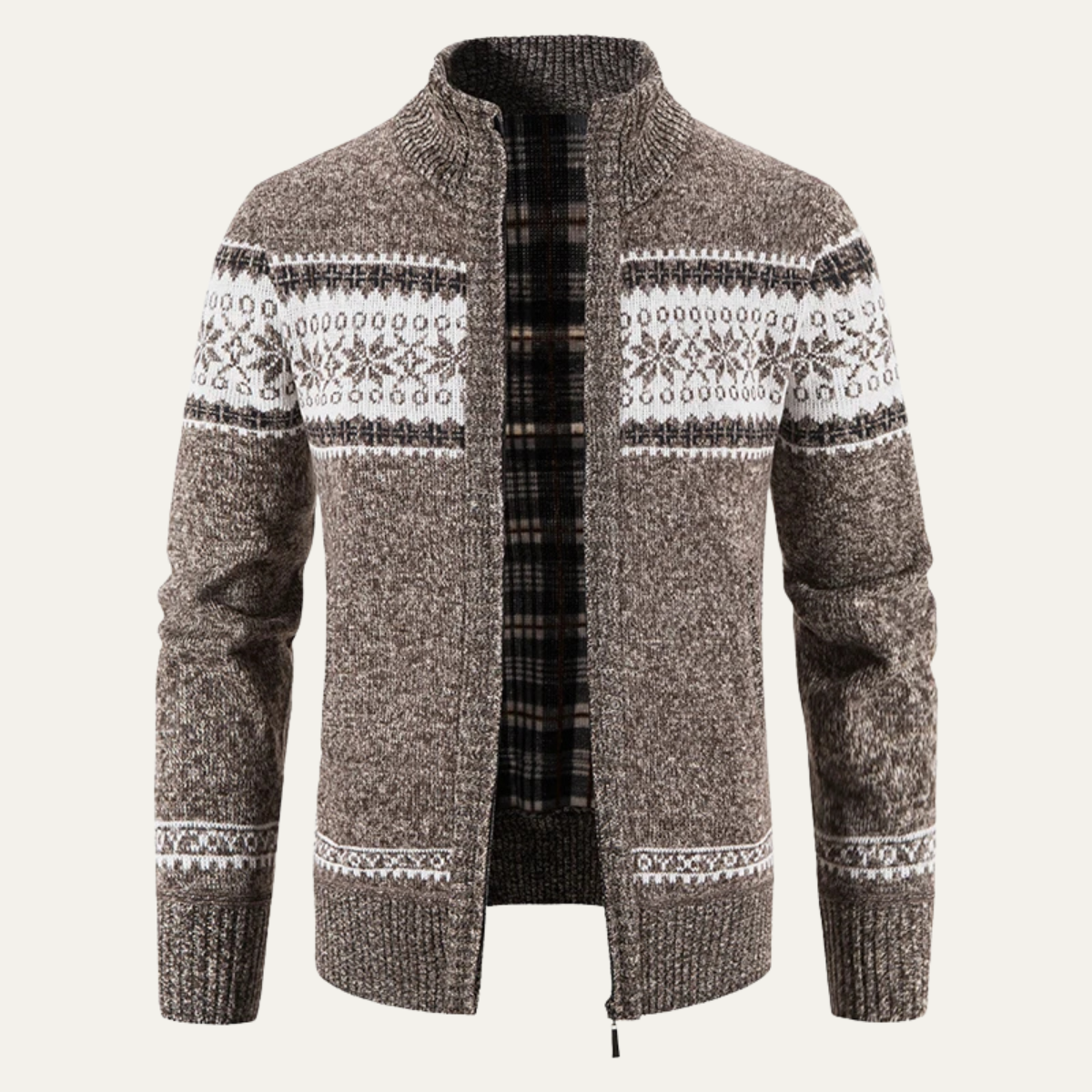 The Castello – Cardigan Zippé Motif Norvégien Homme