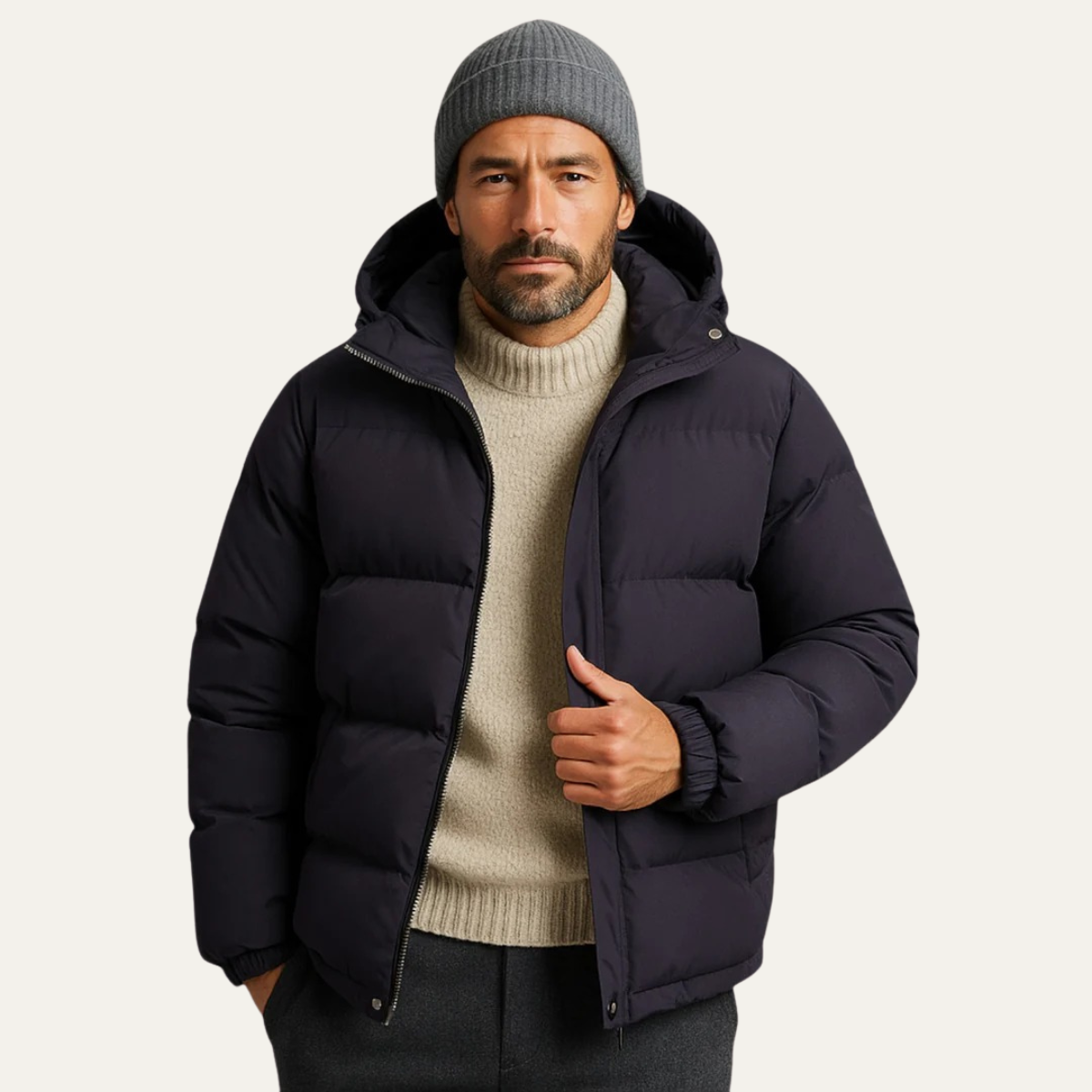 The Tallinn Doudoune à capuche pour homme - Manteau d'hiver imperméable en duvet