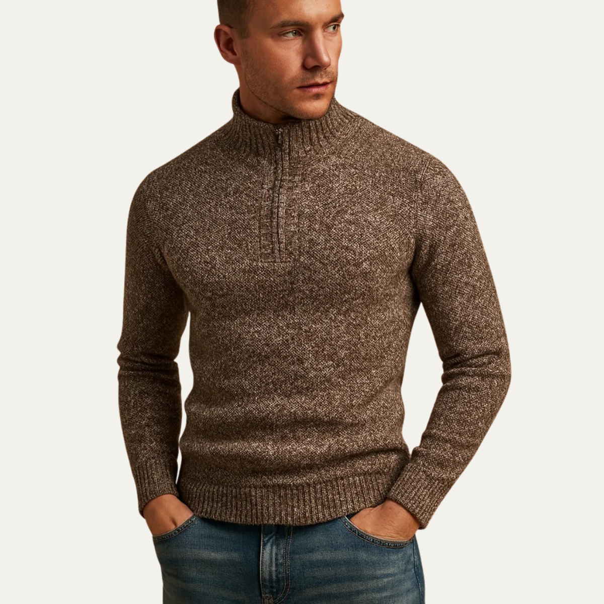 The Highland Pull en maille premium pour homme à col zippé