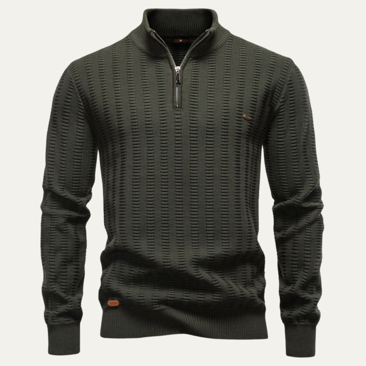 The Cotswold – Pull homme à col zippé en maille chaude