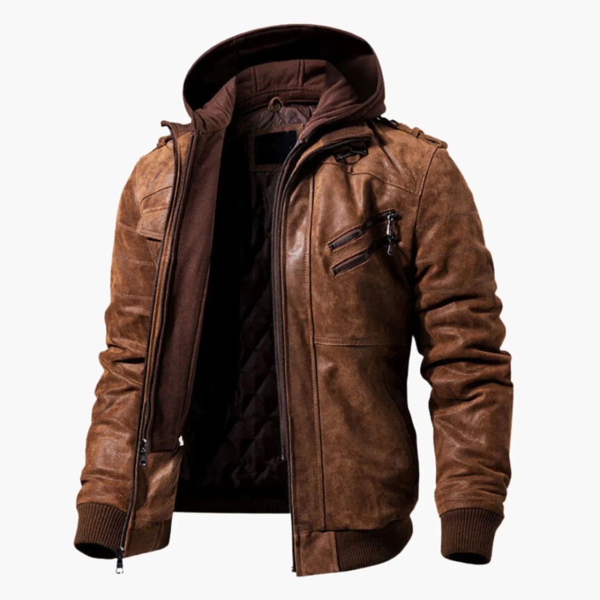 The Palermo Blouson aviateur en cuir – Modèle classique à capuche pour homme