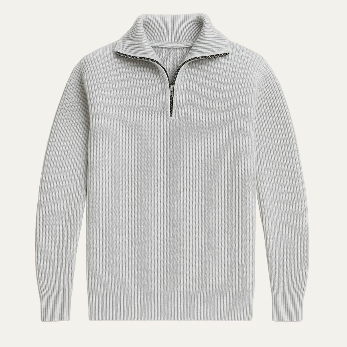 The Merino - Pull Demi Zip Homme Côtelé Laine Mérinos Confort