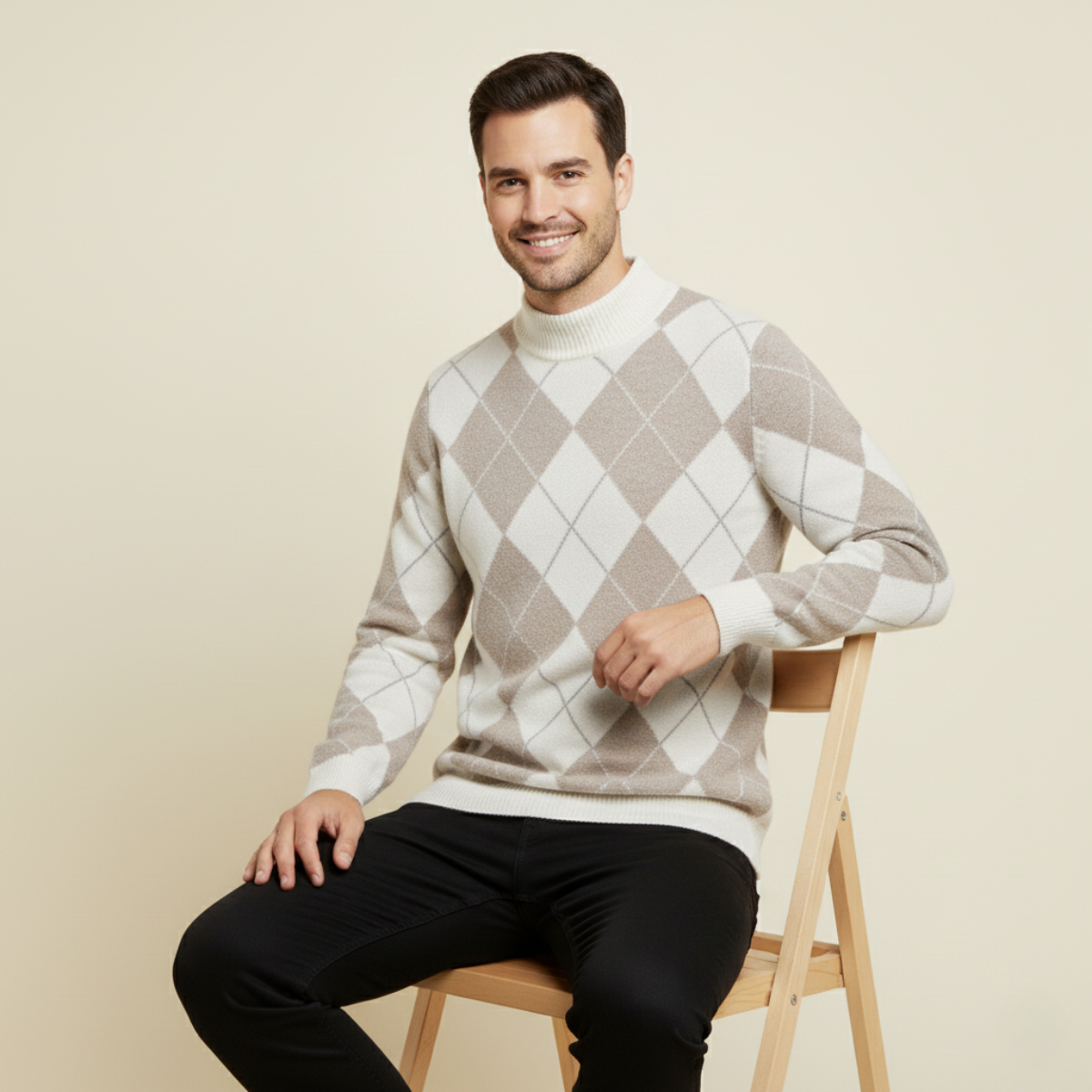 The Ortisei – Pull homme motif argyle en maille élégante