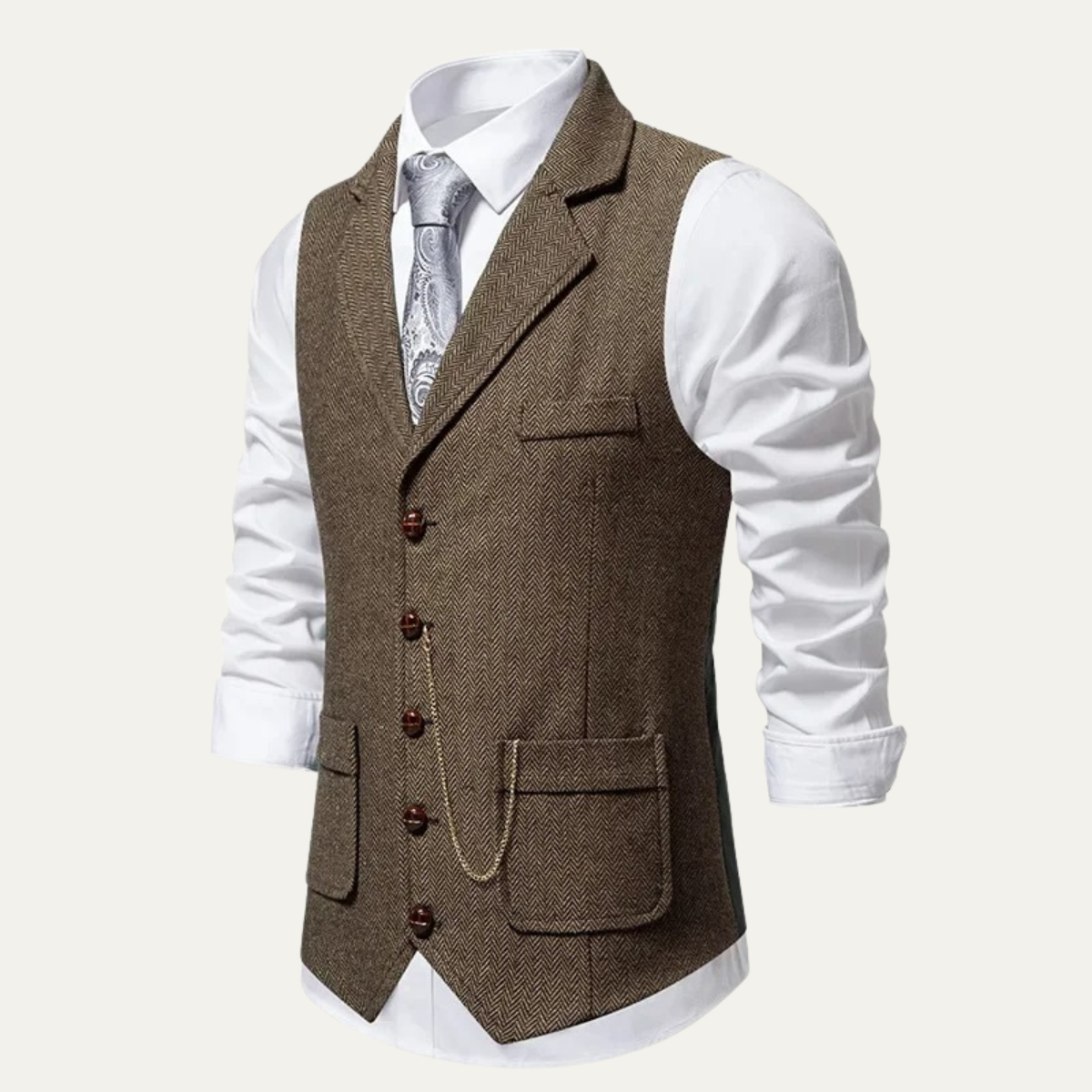 The Wallingford – Gilet Homme Sans Manches Laine Motif Chevrons Élégant