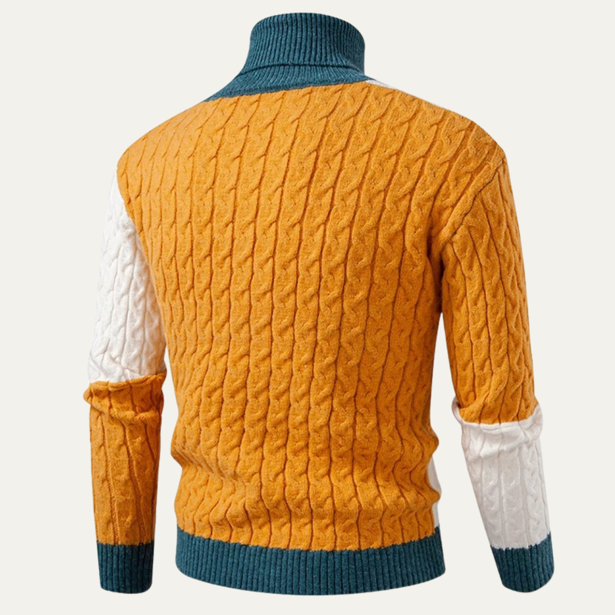The Bevagna – pull à col roulé en maille patchwork color block pour homme