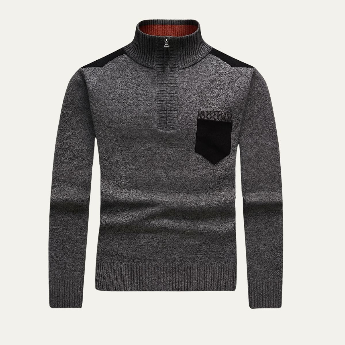 The Garrick - Pull Demi-Zip Patchwork  pour Hommes