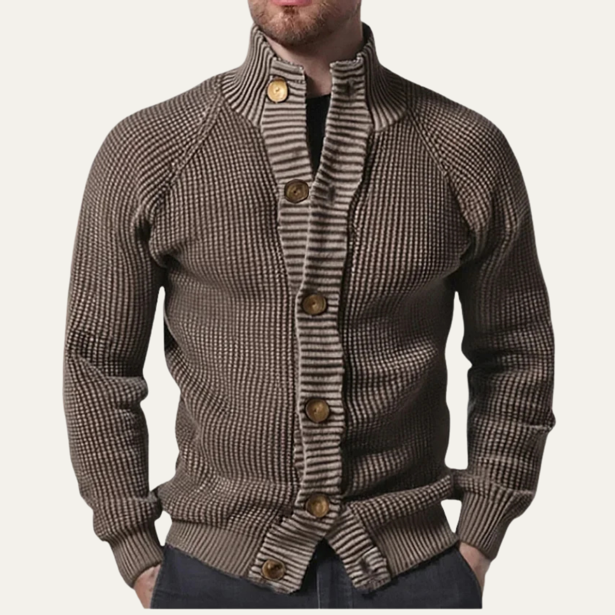 The Tavolara – Cardigan Boutonné Col Montant Homme