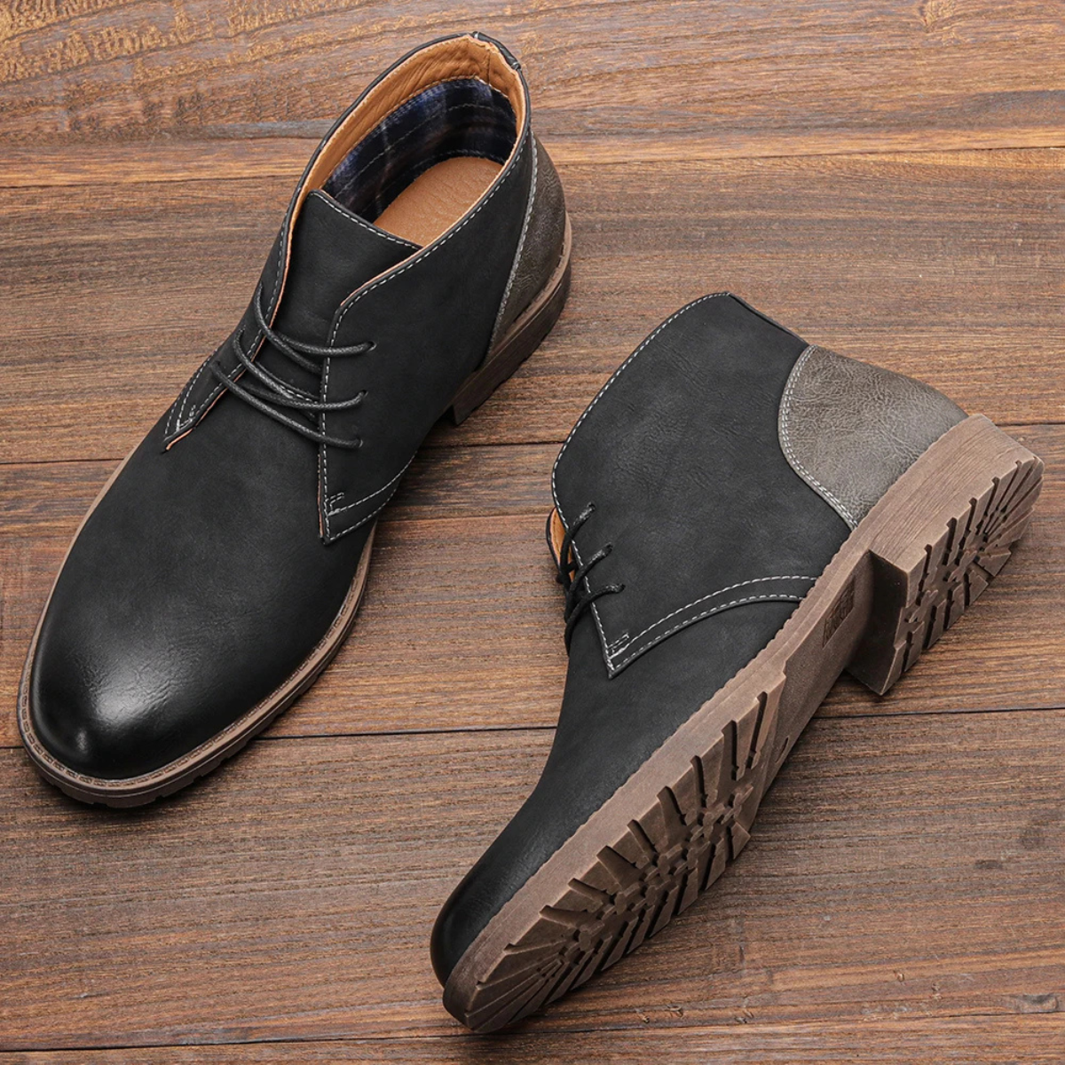 The Elderpine Bottines Élégantes en Cuir Vintage pour Homme