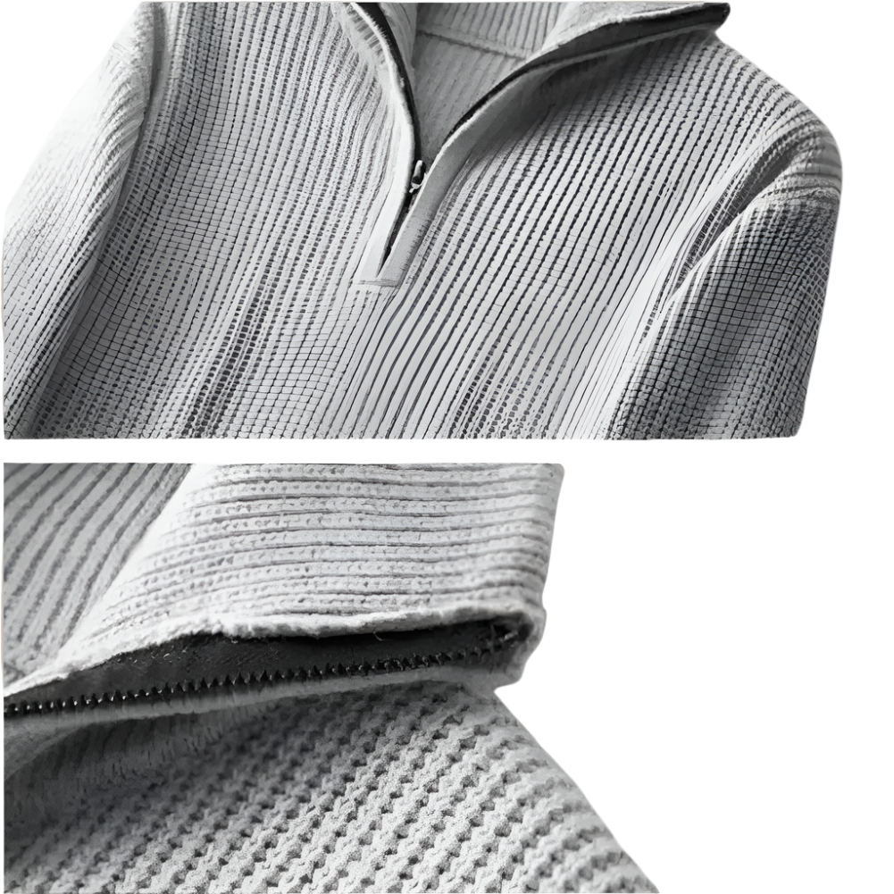 The Merino - Pull Demi Zip Homme Côtelé Laine Mérinos Confort