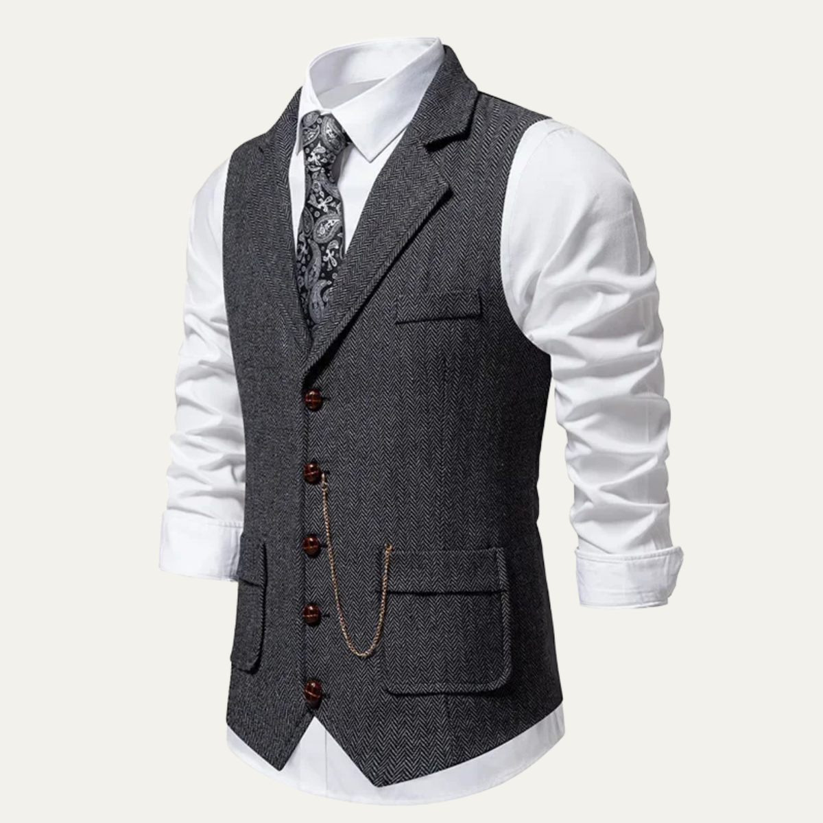 The Wallingford – Gilet Homme Sans Manches Laine Motif Chevrons Élégant