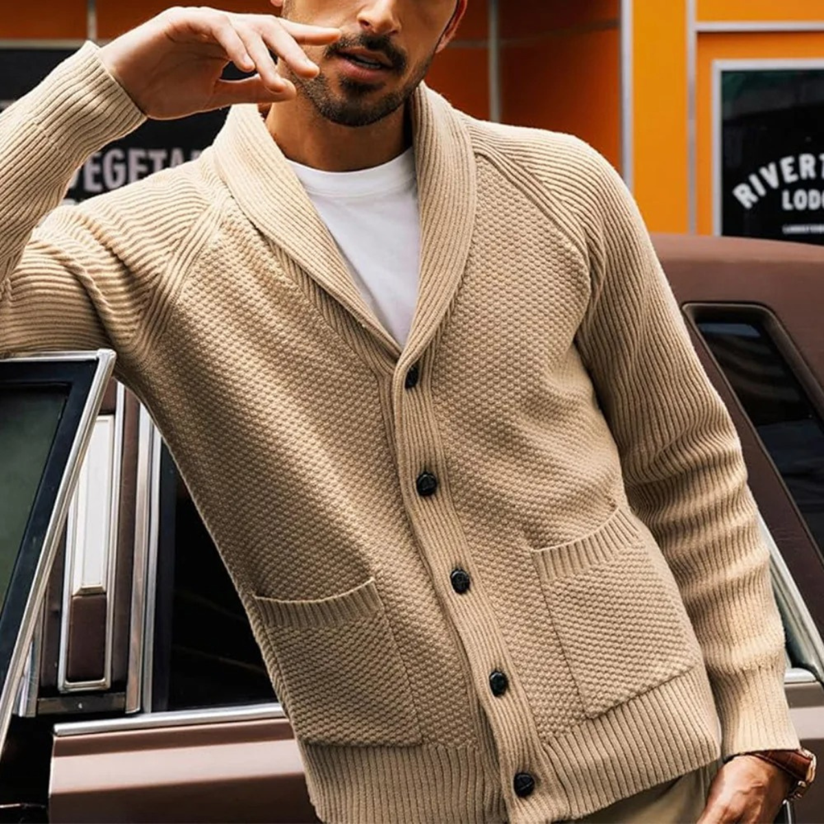 The Pembroke - Cardigan Tricoté à Col Châle pour Homme