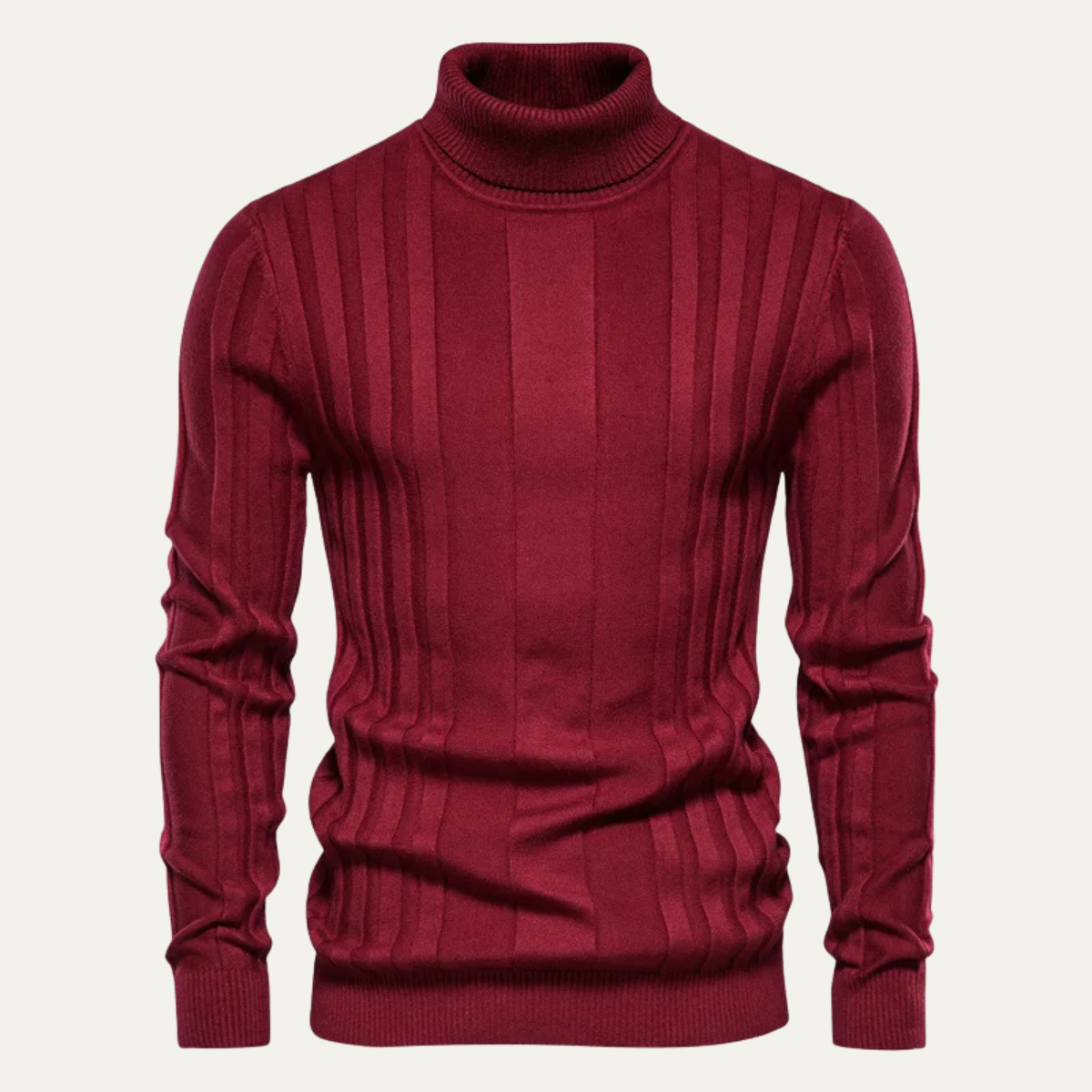 The Bolgheri – Pull homme col roulé en maille côtelée coupe ajustée
